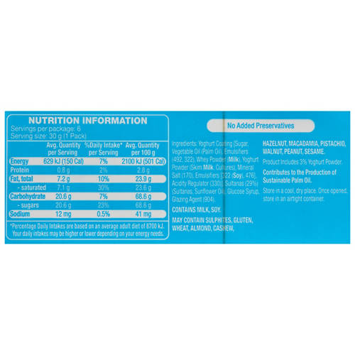 Nutrients 1, Yogurt Coated Sultanas 6 Pack 180g
