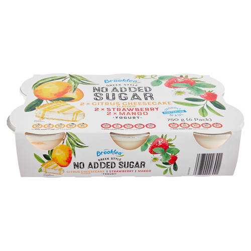 Front shot 2, Greek Style No Added Sugar Yogurt 6x125g