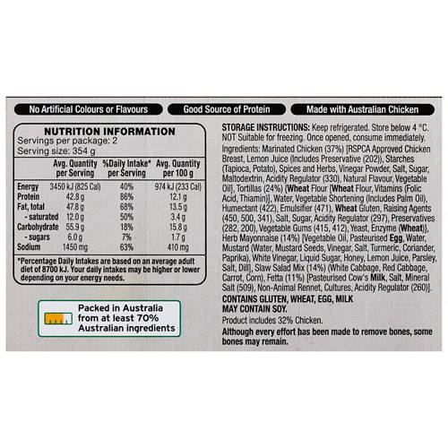 Nutrients 1, Greek Style RSPCA Approved Chicken Tortilla Wrap Meal Kit 708g