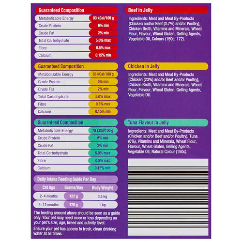 Ingredients 1, Kitten Cat Food Pouches Mixed Selection in Jelly 12 Pack 85g