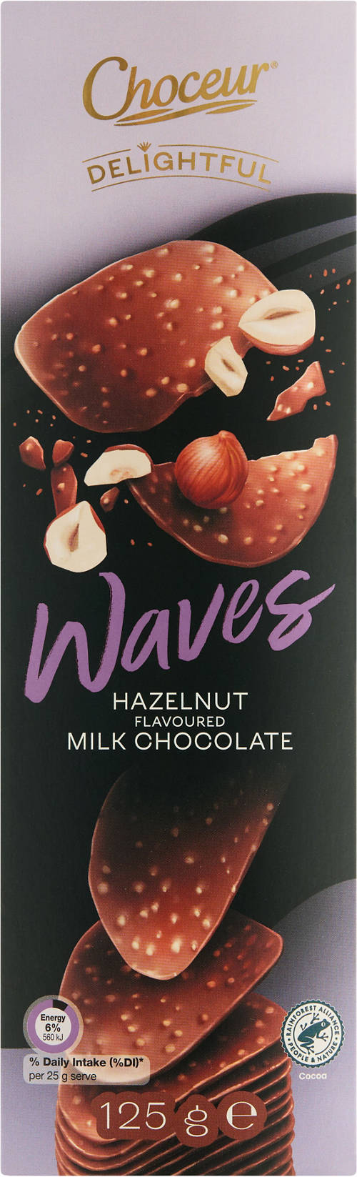 Front shot 2, Milk Chocolate Waves Hazelnut 125g