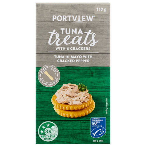 Front shot 2, Mayo With Cracked Pepper Tuna Treat with Crackers 112g