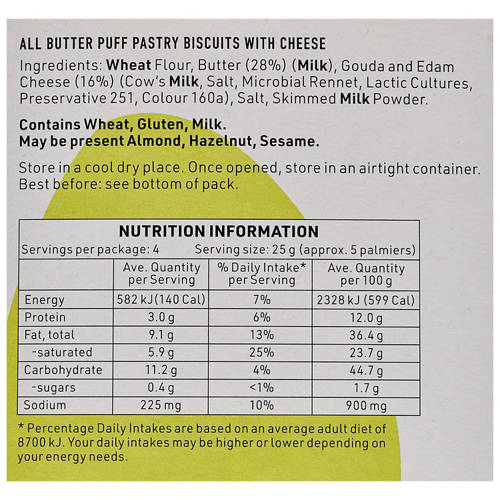 Nutrients 1, Cheese Palmiers 100g