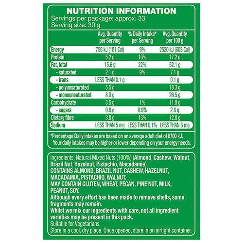 Nutrients 1, Mixed Nuts Natural 1kg