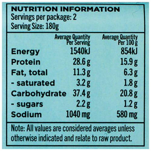 Nutrients 1, Chicken, Cheese & Bacon Schnitzel 360g