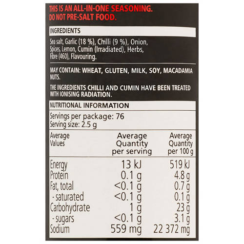 Ingredients 1, Chilli & Garlic Seasoning 190g