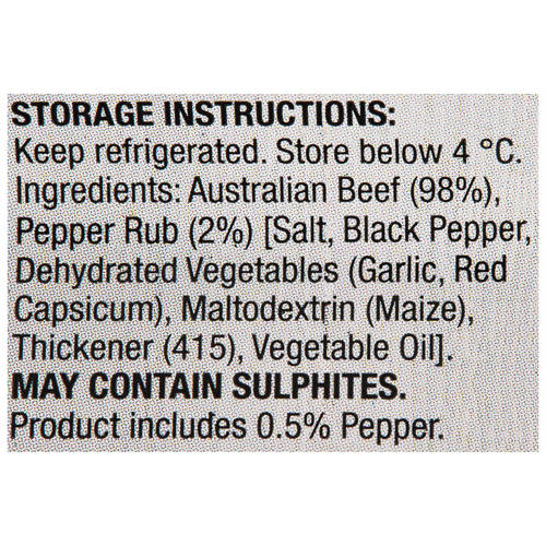 Ingredients 1, Beef Peppered Steak 300g