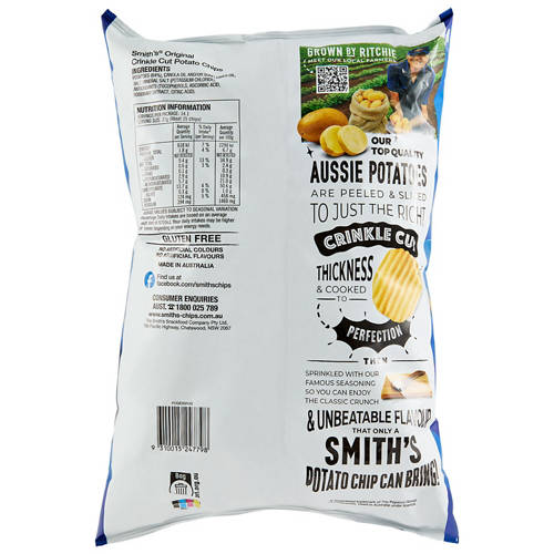 Front shot 2, Crinkle Cut Potato Chips Party Bag Original 380g