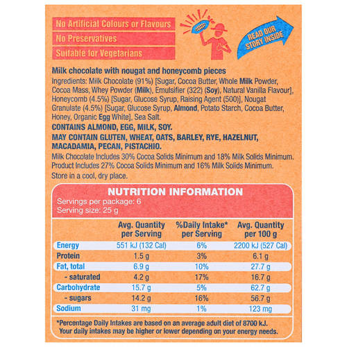 Ingredients 1, Choceur Choco Changer Nougat & Honeycomb 150g