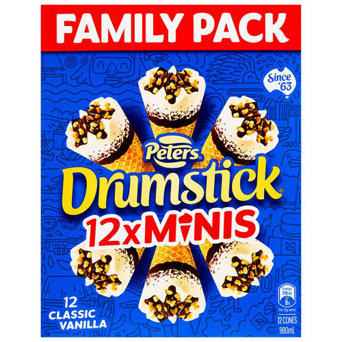 Front shot 2, Drumstick Minis Classic Vanilla 12pk 980ml