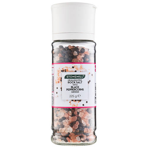 Front shot 2, Himalayan Pink Rock Salt with Black Peppercorns Grinder 225g