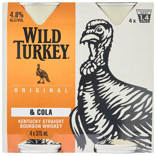Front shot 2, Bourbon and Cola Cans 4 Pack 375ml