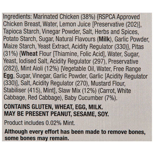 Ingredients 1, Chicken Tikka Pita Kit 680g