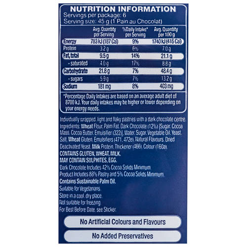 Nutrients 1, Pains Au Chocolat 6 Pack 270g