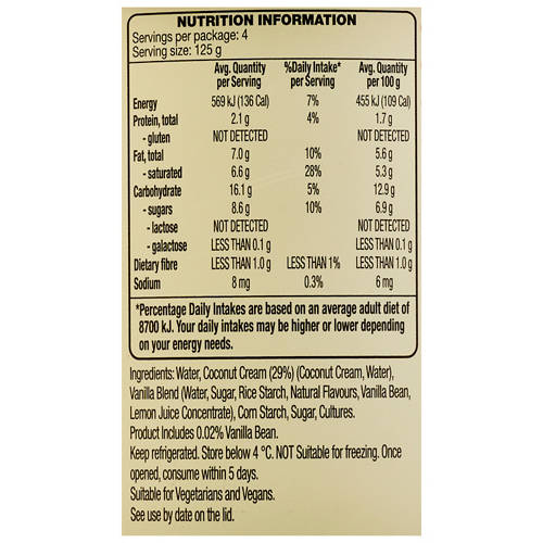 Nutrients 1, Coconut Yogurt Vanilla 500g