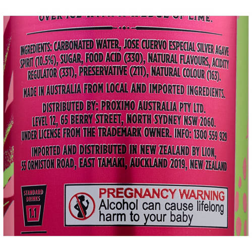 Ingredients 1, Watermelon Tequila Cans 4 Pack