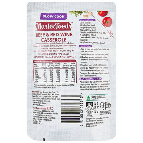 Front shot 2, Beef & Red Wine Casserole Recipe Base 175g