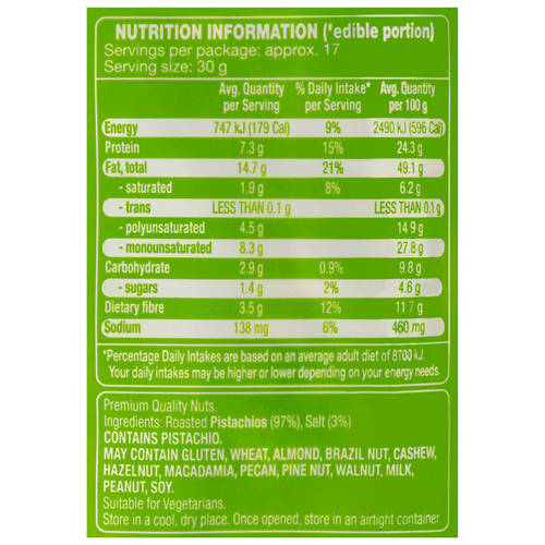 Nutrients 1, Pistachios Roasted & Salted 1kg