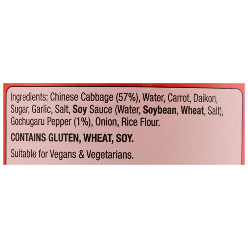 Ingredients 1, Ginger and Tumeric Flavoured Kimchi 250g