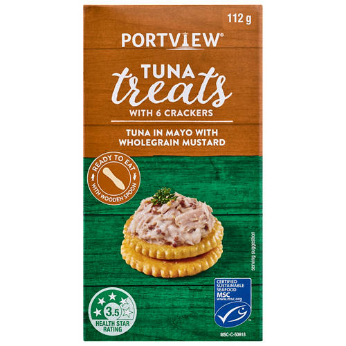 Front shot 2, Mayo with Wholegrain Mustard Tuna Treats with Crackers 112g