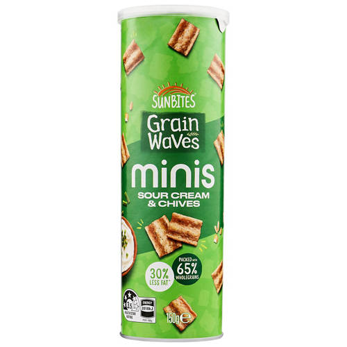 Front shot 2, Grain Waves Minis Sour Cream & Chives 150g