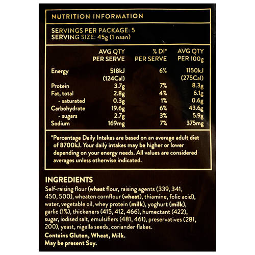 Nutrients 1, Mini Garlic Naan 5 Pack