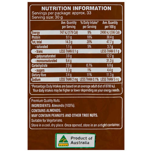 Nutrients 1, Almonds Dry Roasted 1kg