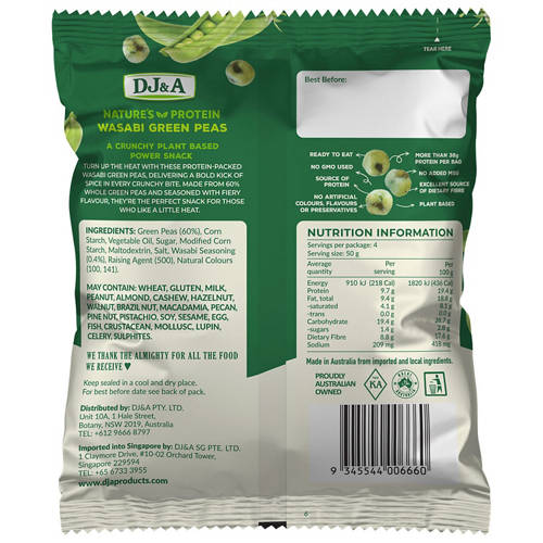 Front shot 2, Wasabi Pea Snacks 200g