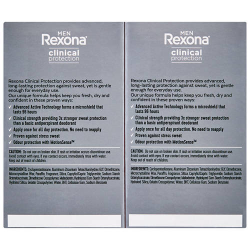 Front shot 3, Rexona Clinical Protection Antiperspirant Deodorant 96 Hour 2 x 48g