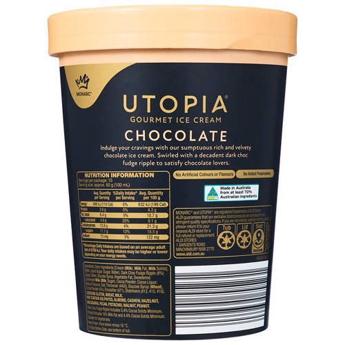 Front shot 3, Utopia Chocolate Ice Cream 1L