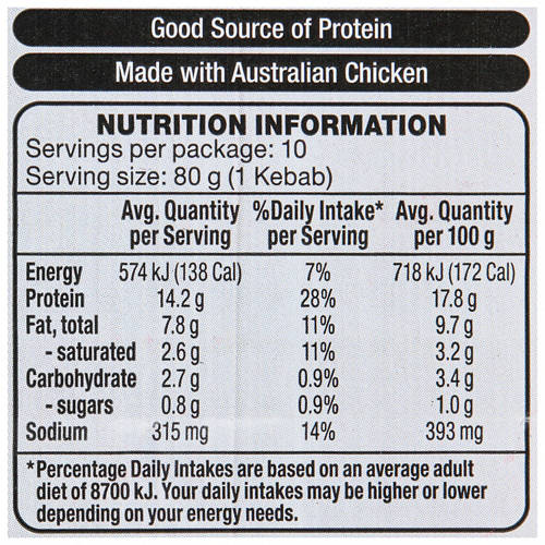 Nutrients 1, Satay RSPCA Approved Chicken Kebabs 800g