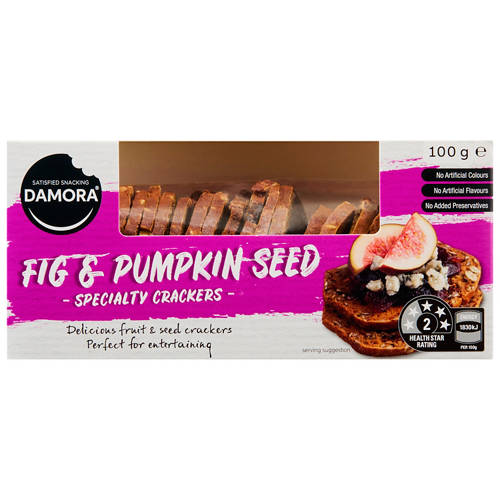 Front shot 2, Fig & Pumpkin Seed Crackers 100g