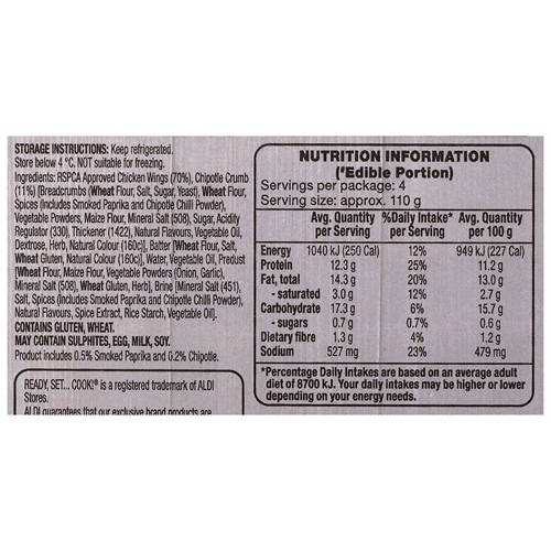 Front shot 3, Crumbed Chipotle Chicken Wings 600g