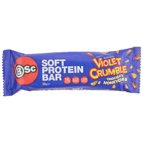 Violet Crumble Soft Protein Bar Choc Honeycomb 55g Product Image Front shot 01