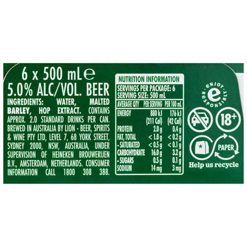 Nutrients 1, Beer Can 500ml 6 Pack