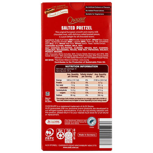 Front shot 2, Salted Pretzel Chocolate Block 200g