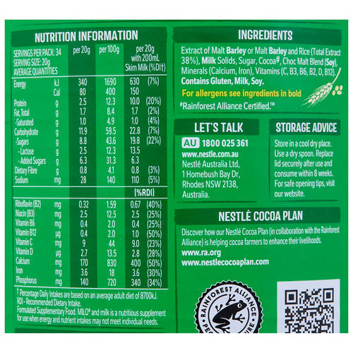 Nutrients 1, Milo 680g