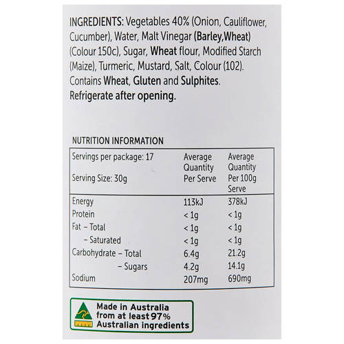 Nutrients 1, Sweet Mustard Pickles 520g