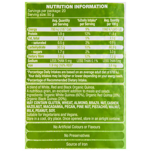 Nutrients 1, Tricolour Organic Quinoa 1kg