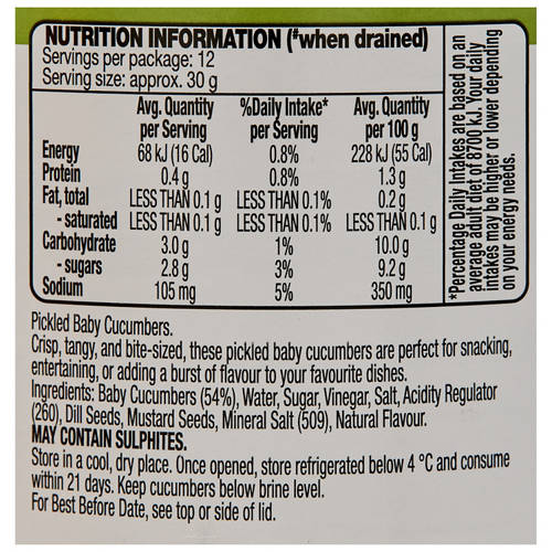 Nutrients 1, Baby Cucumbers 680g