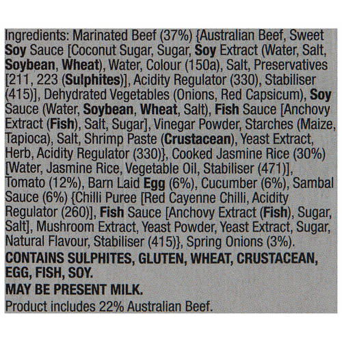 Ingredients 1, Beef Nasi Goreng 825g