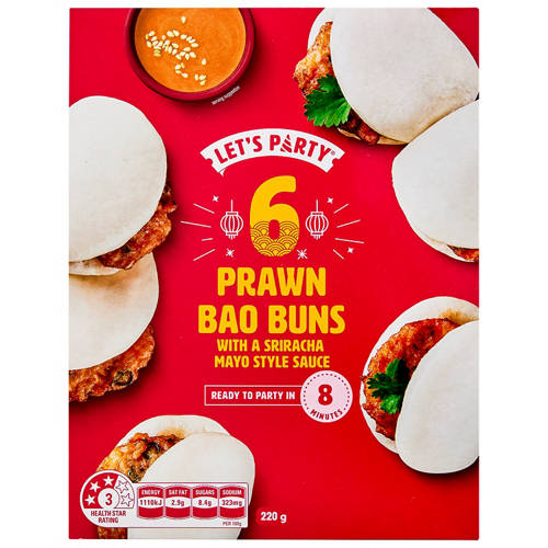 Front shot 2, Prawn Bao Buns 6 Pack 220g