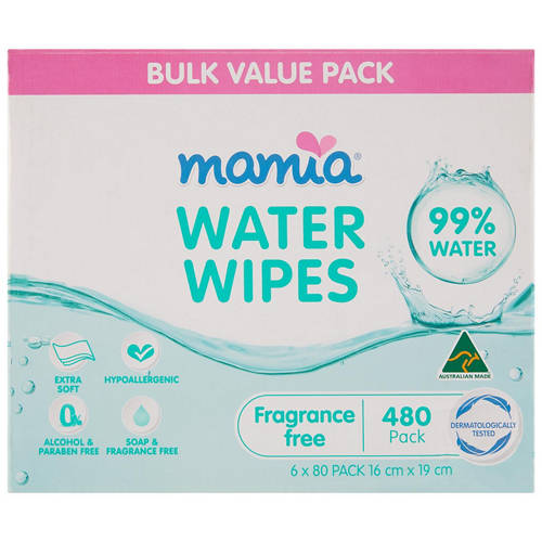 Front shot 2, Baby Water Wipes 6 x 80 Pack