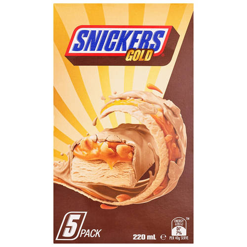 Front shot 2, Gold Frozen Dessert Bars 5 Pack 220ml