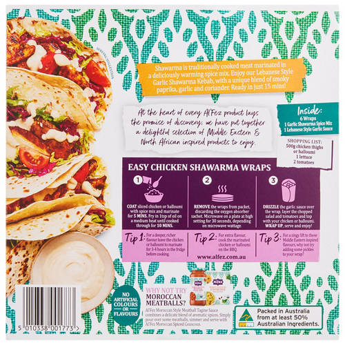 Front shot 2, Garlic Shawarma Kebab Wrap Kit 268g