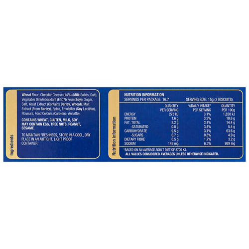 Nutrients 1, Country Cheese Crackers 250g