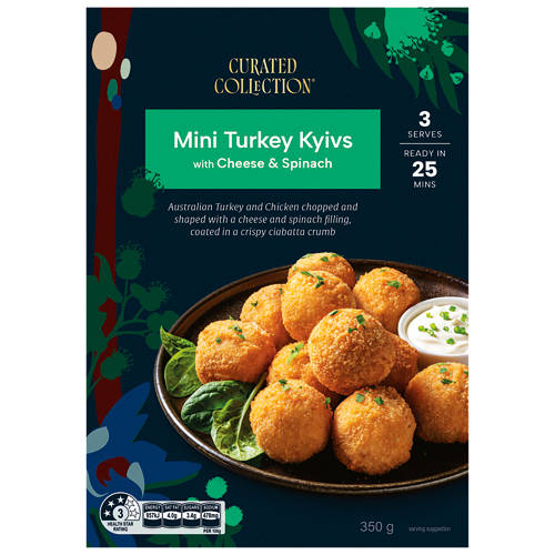 Front shot 2, Mini Turkey Kyivs with Cheese and Spinach 350g