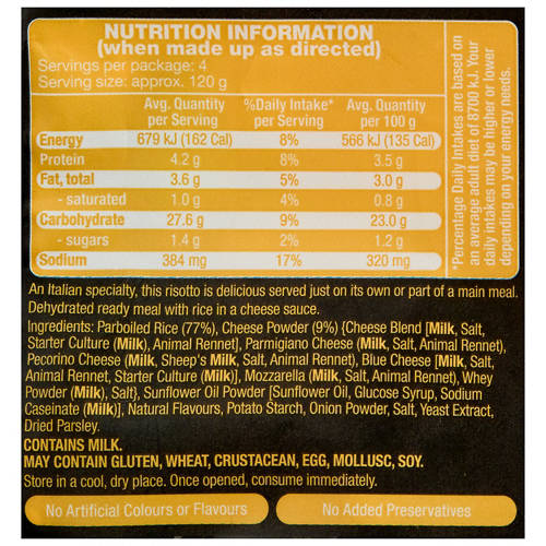 Nutrients 1, 4 Cheese Risotto 170g