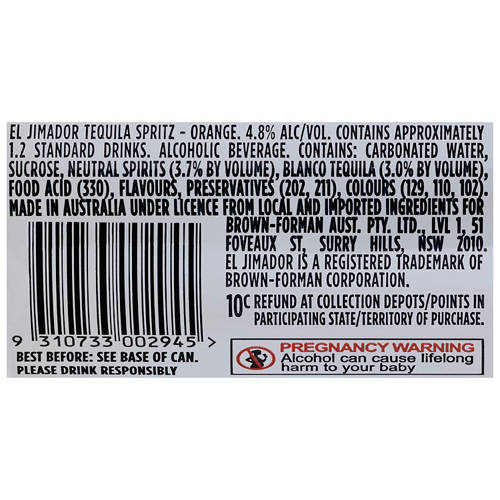 Ingredients 1, Orange Spritz 4 Pack