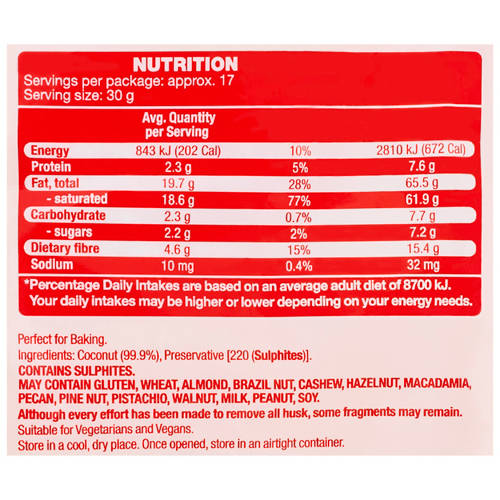 Nutrients 1, Desiccated Coconut 500g
